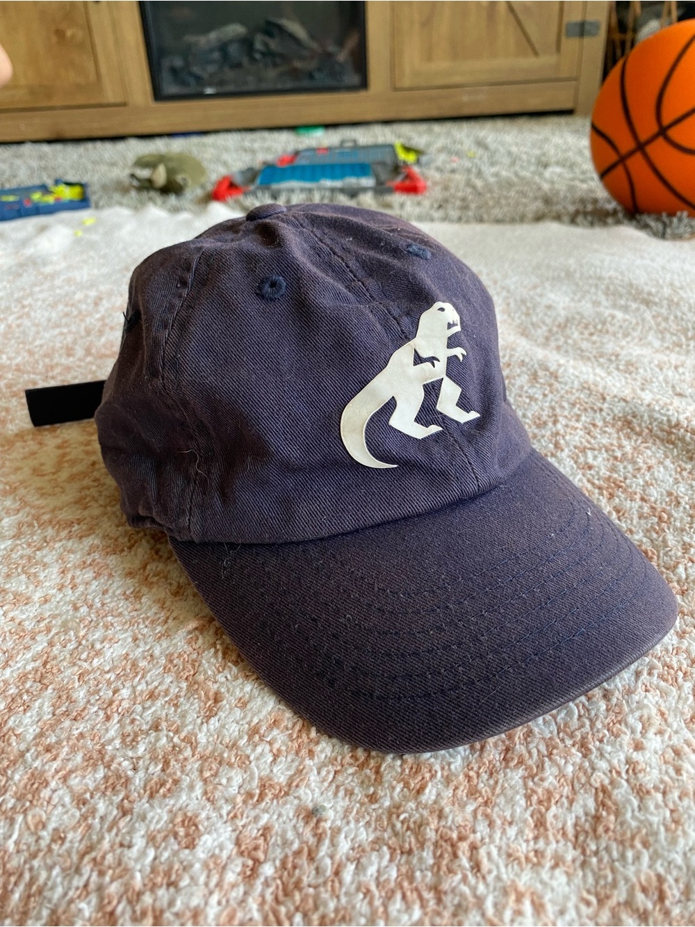 Toddler boys Navy Baseball Cap with White Dinosaur Graphic
